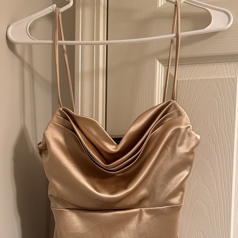 Windsor Satin Cowl Neck Dress - Champagne
